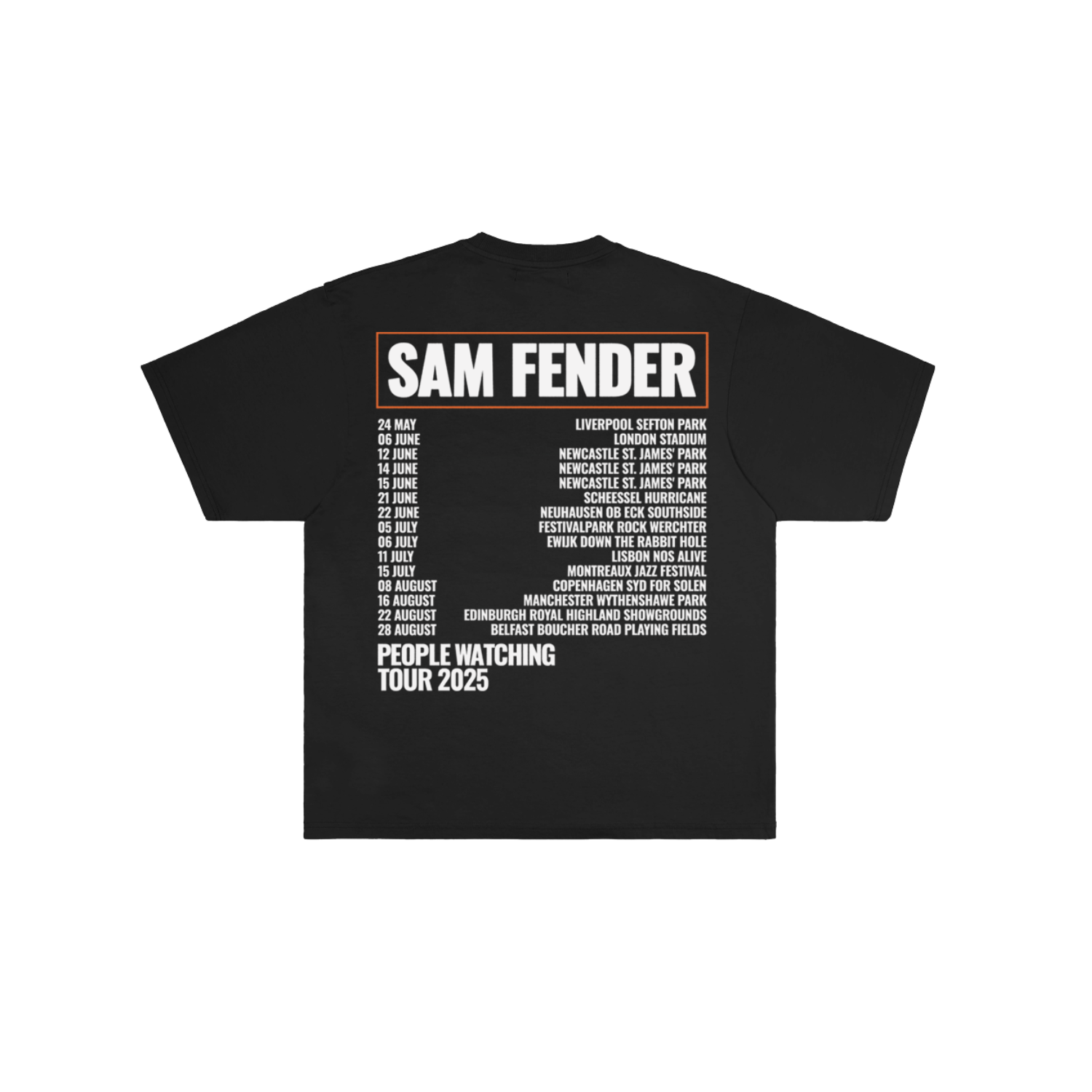 Sam Fender - People Watching Tour 2025 Dateback T-Shirt